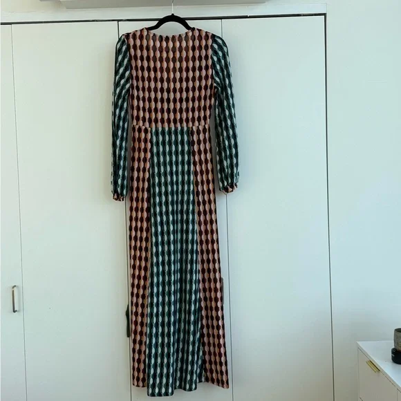 RIXO Phoebe Knit Dress Multicolor Long Sleeve Maxi Dress Size XS US 4 - Picture 8 of 11
